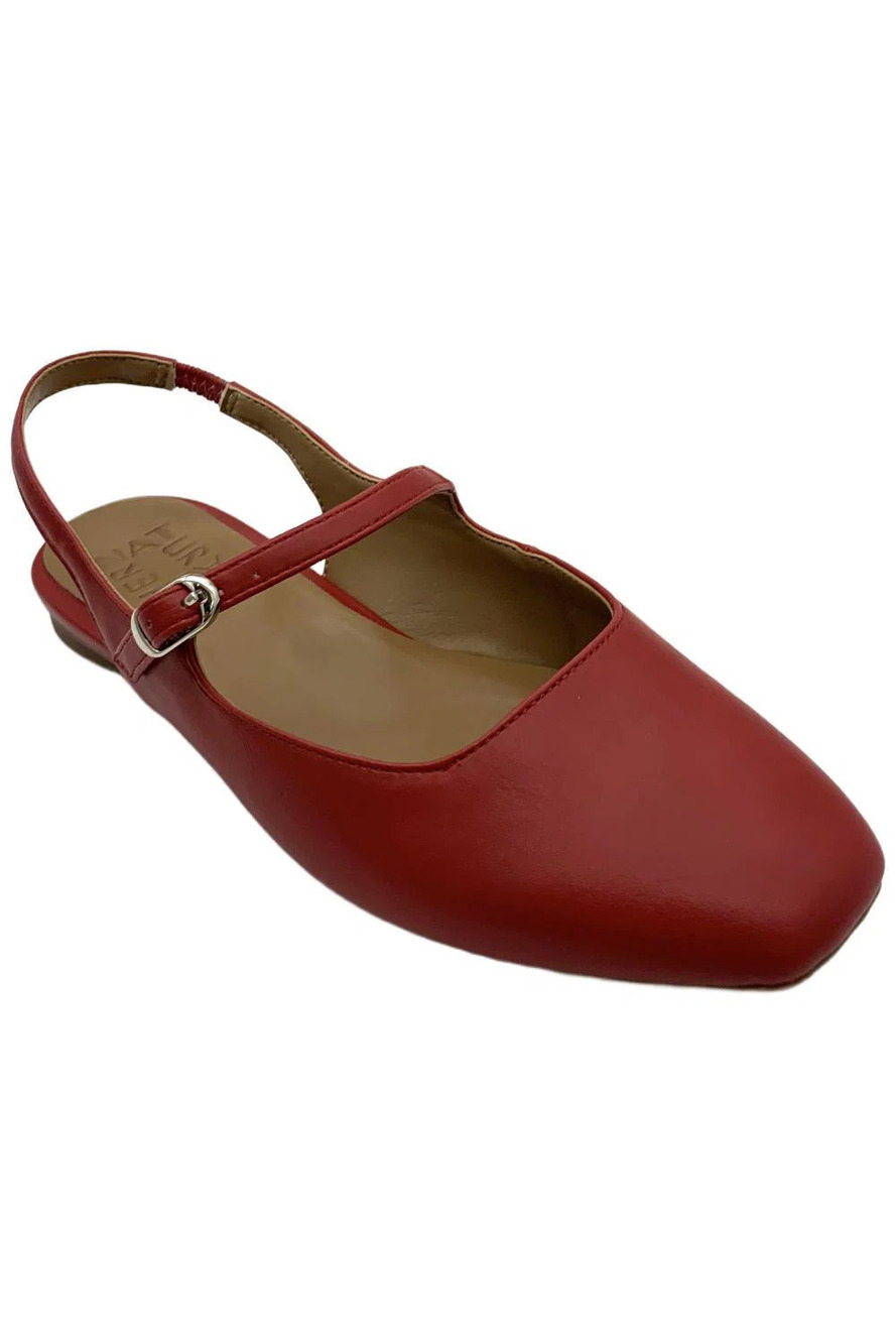 Naturalizer Red Leather Slingback Flats